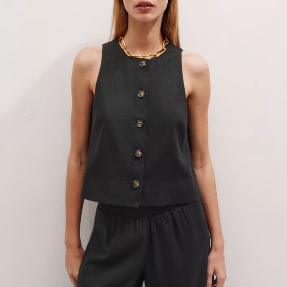 ME+EM Black Sleeveless Vest & Culottes Set, Size 4 - Picture 4 of 16